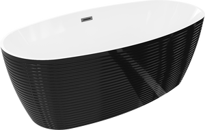 Mexen Lira freistehende Badewanne 170 x 80 cm, weiß/schwarz, schwarzer Überlauf - 52831708075-70