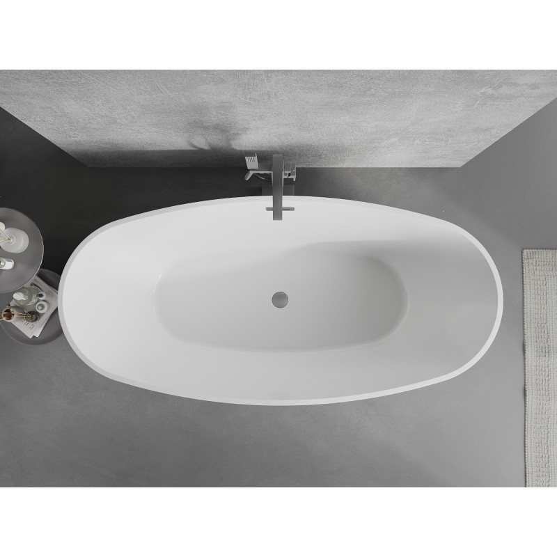 Mexen Lira wanna wolnostojąca wzór 170 x 80 cm, biała/czarna, przelew gun metal - 52831708075-95