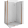 Mexen Mist asymmetric pentagonal shower cabin with hinged doors 80 x 90 cm, transparent, brushed copper - 8A8-080-090-65-00