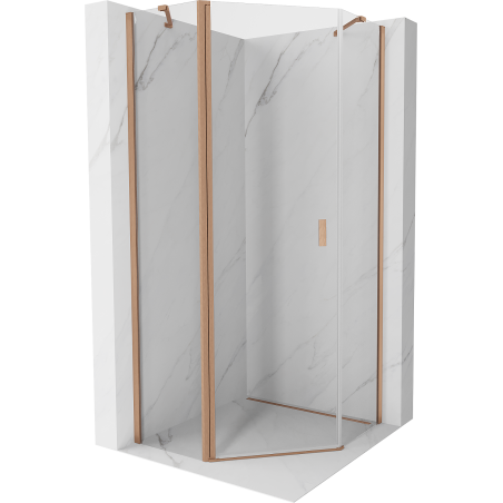Mexen Mist pentagonal pivot shower cabin 90 x 90 cm, transparent, brushed copper - 8A8-090-090-65-00
