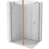 Mexen Mist asymmetrische vijfhoekige draaibare douchecabine 100 x 90 cm, transparant, geborsteld koper - 8A8-100-090-65-00