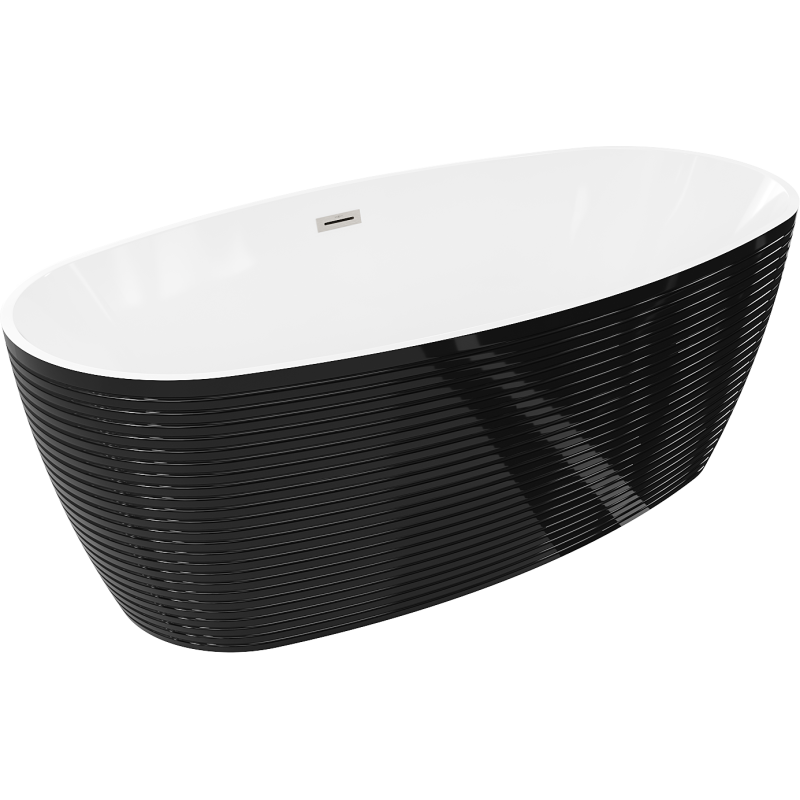 Mexen Lira baignoire autoportante modèle 170 x 80 cm, blanc/noir, trop-plein nickel brossé - 52831708075-97