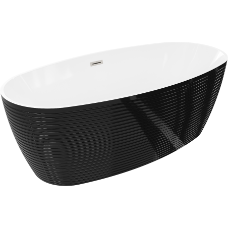 Mexen Lira baignoire autoportante modèle 170 x 80 cm, blanc/noir, trop-plein nickel brossé - 52831708075-97