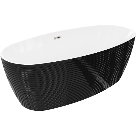 Mexen Lira bañera independiente modelo 170 x 80 cm, blanco/negro, rebosadero níquel cepillado - 52831708075-97