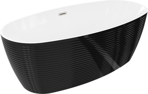 Mexen Lira baignoire autoportante modèle 170 x 80 cm, blanc/noir, trop-plein nickel brossé - 52831708075-97