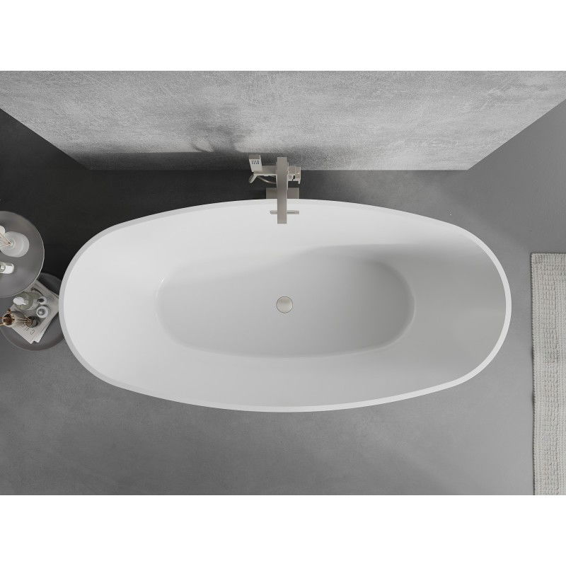 Mexen Lira fräistehend Badewanne Muster 170 x 80 cm, wäiss/schwaarz, Iwwerfloss gebiersten Nickel - 52831708075-97