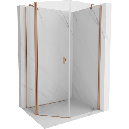 Mexen Mist cabine de douche pentagonale asymétrique pivotante 80 x 100 cm, transparent, cuivre brossé - 8A8-080-100-65-00