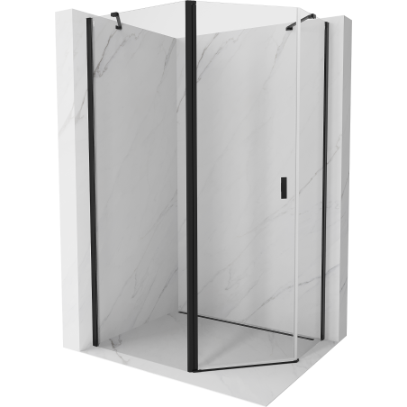 Mexen Mist cabine de douche pentagonale asymétrique pivotante 100 x 80 cm, transparente, noire - 8A8-100-080-70-00