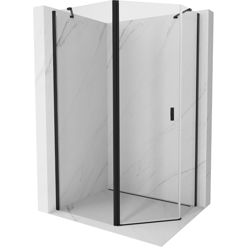 Mexen Mist cabine de douche pentagonale asymétrique pivotante 100 x 90 cm, transparente, noire - 8A8-100-090-70-00