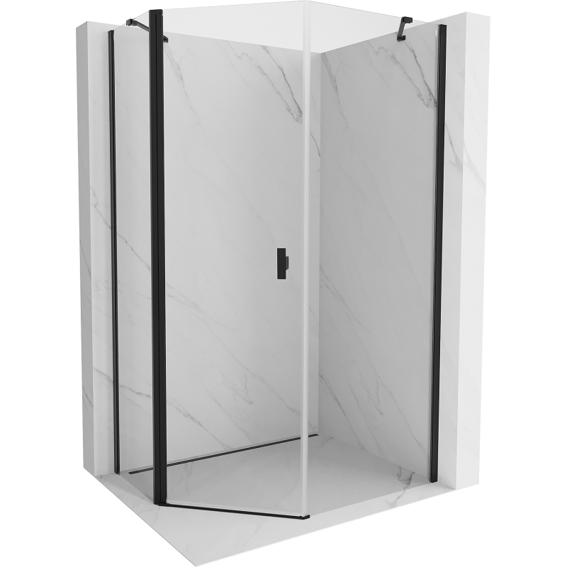 Mexen Mist cabine de douche pentagonale asymétrique pivotante 80 x 100 cm, transparent, noir - 8A8-080-100-70-00