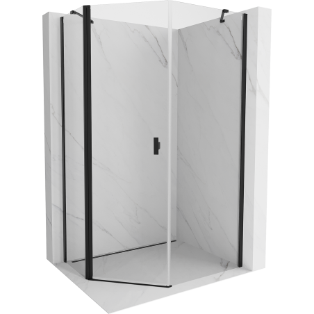 Mexen Mist cabine de douche pentagonale asymétrique pivotante 80 x 100 cm, transparent, noir - 8A8-080-100-70-00