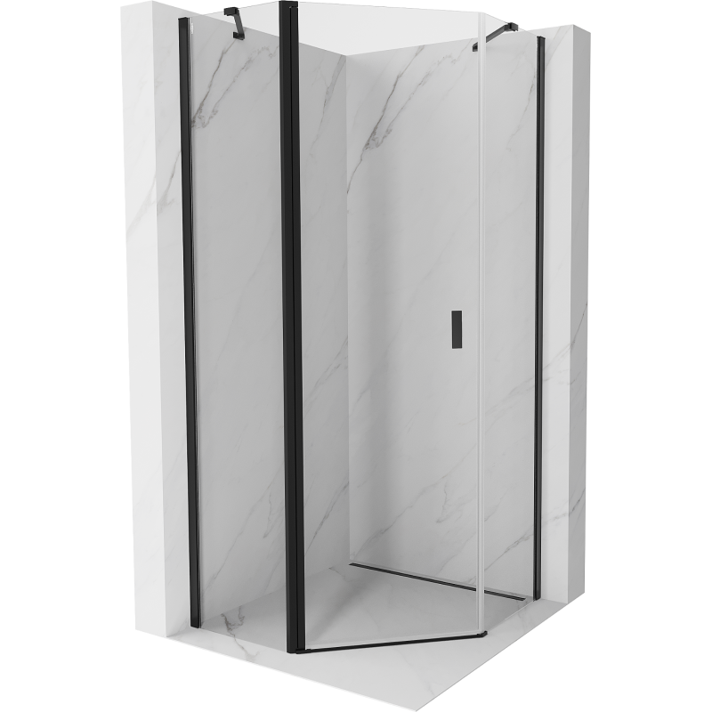 Mexen Mist pentagonal hinged shower enclosure 100 x 100 cm, transparent, black - 8A8-100-100-70-00