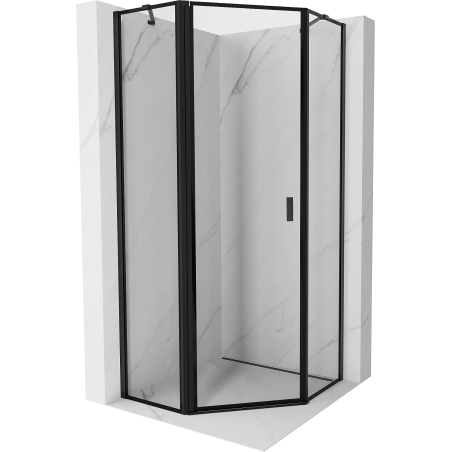 Mexen Mist Fünfeck-Duschkabine, schwenkbar links 80 x 80 cm, schwarzer Rahmen, schwarz - 8A8-080-080-70-70-L