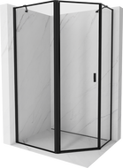Mexen Mist cabina doccia pentagonale asimmetrica a bilico sinistra 100 x 80 cm, cornice nera, nera - 8A8-100-080-70-70-L