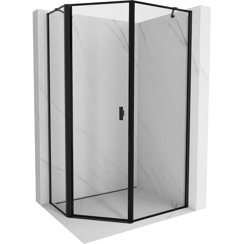 Mexen Mist fünfeckige asymmetrische Duschkabine links 80 x 90 cm, schwarzer Rahmen, schwarz - 8A8-080-090-70-70-L