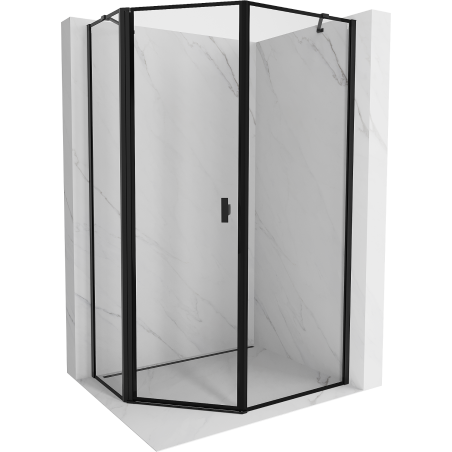 Mexen Mist fünfeckige asymmetrische Duschkabine links 80 x 90 cm, schwarzer Rahmen, schwarz - 8A8-080-090-70-70-L