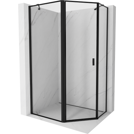 Mexen Mist pentagonal asymmetric left-opening shower cabin 100 x 90 cm, black frame, black - 8A8-100-090-70-70-L