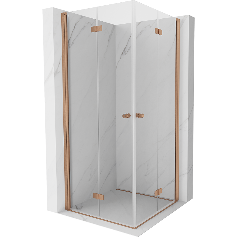 Mexen Mist-F Duo Faltdusche 90 x 90 cm, transparent, gebürstetes Kupfer - 8A6-090L-090P-65-00