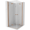 Mexen Mist-F Duo vouwbare douchecabine 90 x 90 cm, transparant, geborsteld koper - 8A6-090L-090P-65-00