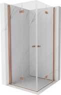 Mexen Mist-F Duo cabine de douche pliante 90 x 90 cm, transparent, cuivre brossé - 8A6-090L-090P-65-00