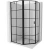 Mexen Mist cabine de douche pentagonale asymétrique pivotante gauche 90 x 80 cm, grille noire, noire - 8A8-090-080-70-77-L