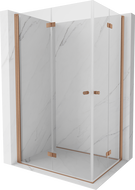Mexen Mist-F Duo opvouwbare douchecabine 95 x 90 cm, transparant, geborsteld koper - 8A6-095L-090P-65-00