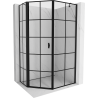 Mexen Mist asymmetrical pentagonal shower cabin with hinged door, left 80 x 100 cm, black grid, black - 8A8-080-100-70-77-L