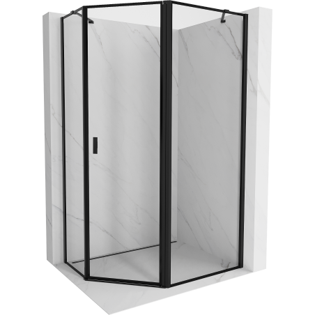 Mexen Mist pentagonal asymmetrical shower enclosure, right door 100 x 80 cm, black frame, black - 8A8-100-080-70-70-P