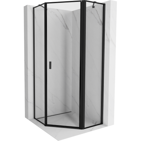 Mexen Mist cabine de douche pentagonale pivotante droite 90 x 90 cm, cadre noir, noir - 8A8-090-090-70-70-P