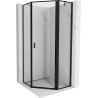 Mexen Mist cabine de douche pentagonale pivotante droite 90 x 90 cm, cadre noir, noir - 8A8-090-090-70-70-P