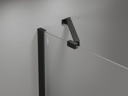 Cabine de douche asymétrique pentagonale Mexen Mist porte battante droite 80 x 100 cm, cadre noir, noir - 8A8-080-100-70-70-P