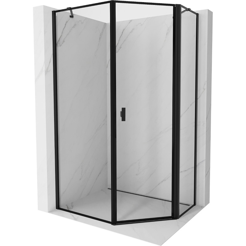 Mexen Mist asymmetrical pentagonal right-hand shower cabin 80 x 100 cm, black frame, black - 8A8-080-100-70-70-P