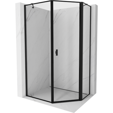 Mexen Mist vijfhoekige asymmetrische douchecabine rechts zwaai 90 x 100 cm, zwart frame, zwart - 8A8-090-100-70-70-P