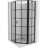 Mexen Mist vijfhoekige douchecabine naar rechts zwenkend 80 x 80 cm, zwarte ruit, zwart - 8A8-080-080-70-77-P