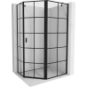 Mexen Mist asymmetrische vijfhoekige douchecabine rechtsdraaiend 90 x 80 cm, zwart raster, zwart - 8A8-090-080-70-77-P