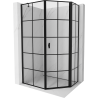 Mexen Mist cabina doccia pentagonale asimmetrica a battente destra 80 x 90 cm, griglia nera, nero - 8A8-080-090-70-77-P