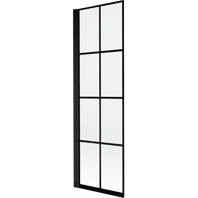 Mexen Mist parawan nawannowy 1-skrzydłowy lewy 60 x 150 cm, czarna kratka, czarny - 8A9-060-001-70-77-L