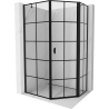 Mexen Mist fünfeckige asymmetrische Duschkabine, schwenkbar rechts 80 x 100 cm, schwarzes Gitter, schwarz - 8A8-080-100-70-77-P
