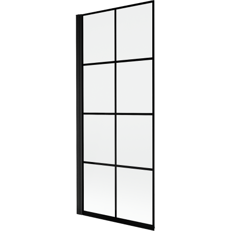 Mexen Mist parawan nawannowy 1-skrzydłowy lewy 80 x 150 cm, czarna kratka, czarny - 8A9-080-001-70-77-L