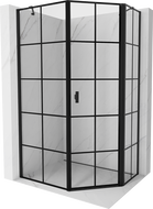 Mexen Mist asymmetrische fünfeckige Duschkabine, öffnend, rechts 90 x 100 cm, schwarzes Karo, schwarz - 8A8-090-100-70-77-P