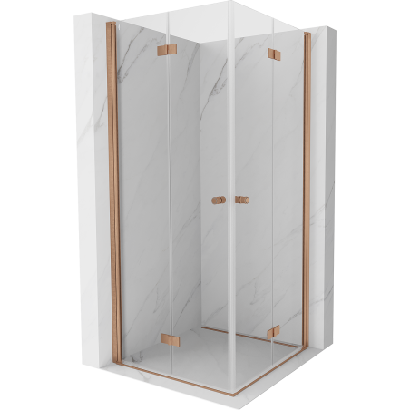 Mexen Mist-F Duo faltbare Duschkabine 95 x 95 cm, transparent, gebürstetes Kupfer - 8A6-095L-095P-65-00