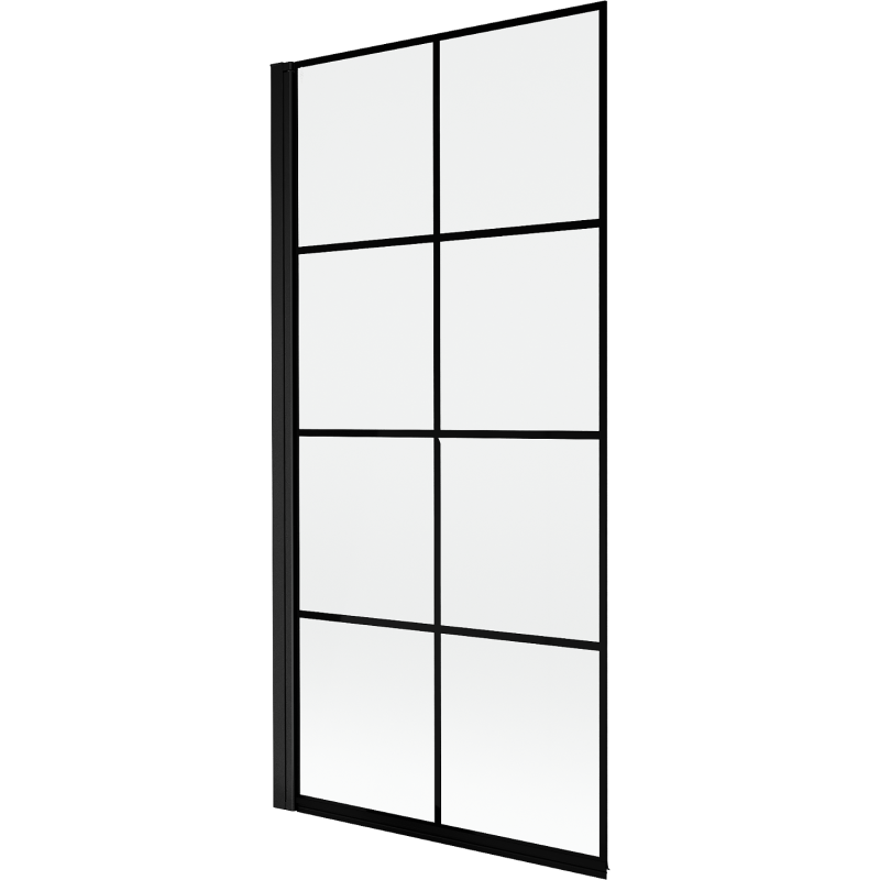 Mexen Mist douchewand met 1 vleugel links 90 x 150 cm, zwart rooster, zwart - 8A9-090-001-70-77-L