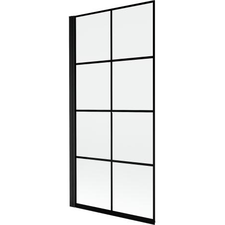 Mexen Mist παραβάν μπάνιου 1-πτέρυγο αριστερό 90 x 150 cm, μαύρη καρό, μαύρο