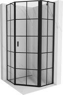 Mexen Mist cabina doccia pentagonale a battente destra 100 x 100 cm, griglia nera, nero - 8A8-100-100-70-77-P