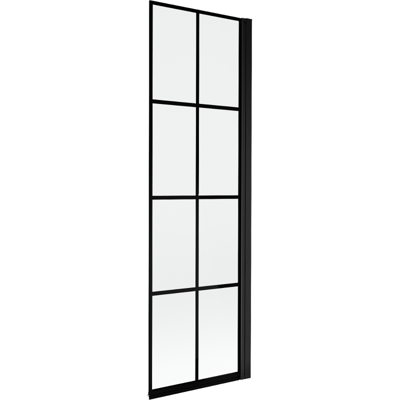 Mexen Mist parawan nawannowy 1-skrzydłowy prawy 60 x 150 cm, czarna kratka, czarny - 8A9-060-001-70-77-P