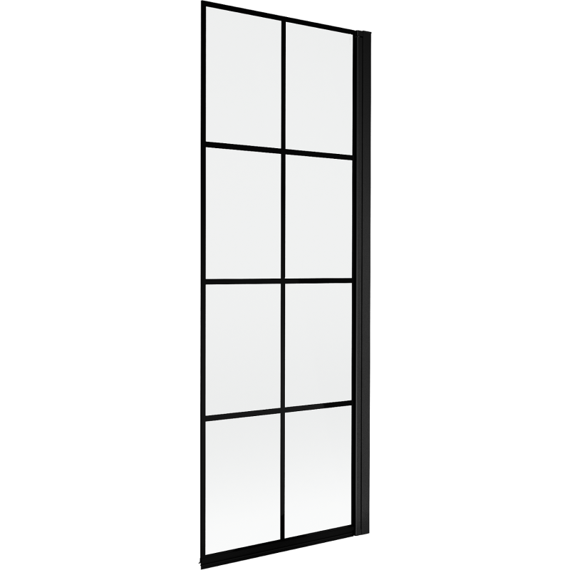 Mexen Mist parawan nawannowy 1-skrzydłowy prawy 70 x 150 cm, czarna kratka, czarny - 8A9-070-001-70-77-P