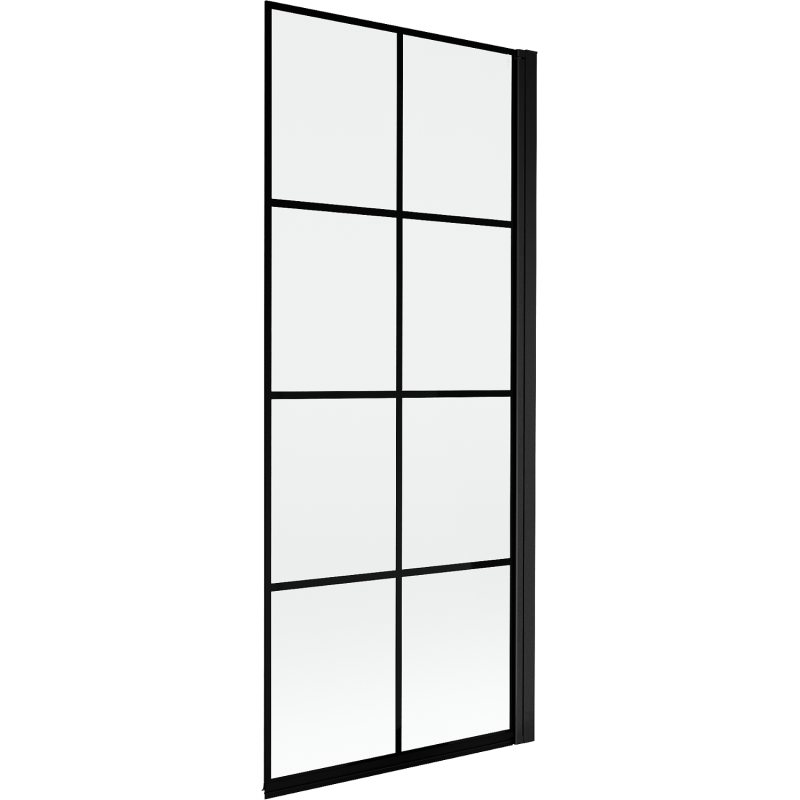 Mexen Mist parawan nawannowy 1-skrzydłowy prawy 80 x 150 cm, czarna kratka, czarny - 8A9-080-001-70-77-P