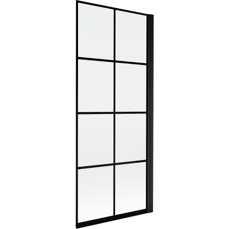 Mexen Mist parawan nawannowy 1-skrzydłowy prawy 80 x 150 cm, czarna kratka, czarny - 8A9-080-001-70-77-P