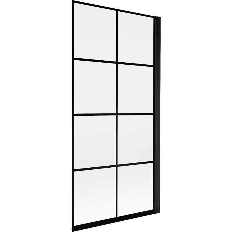 Mexen Mist duschskärm 1-panel höger 90 x 150 cm, svart rutnät, svart - 8A9-090-001-70-77-P