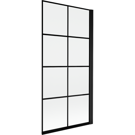 Mexen Mist divisória de chuveiro de 1 painel direito 90 x 150 cm, grade preta, preto - 8A9-090-001-70-77-P